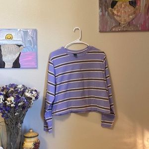 Striped Long Sleeve Crop Top